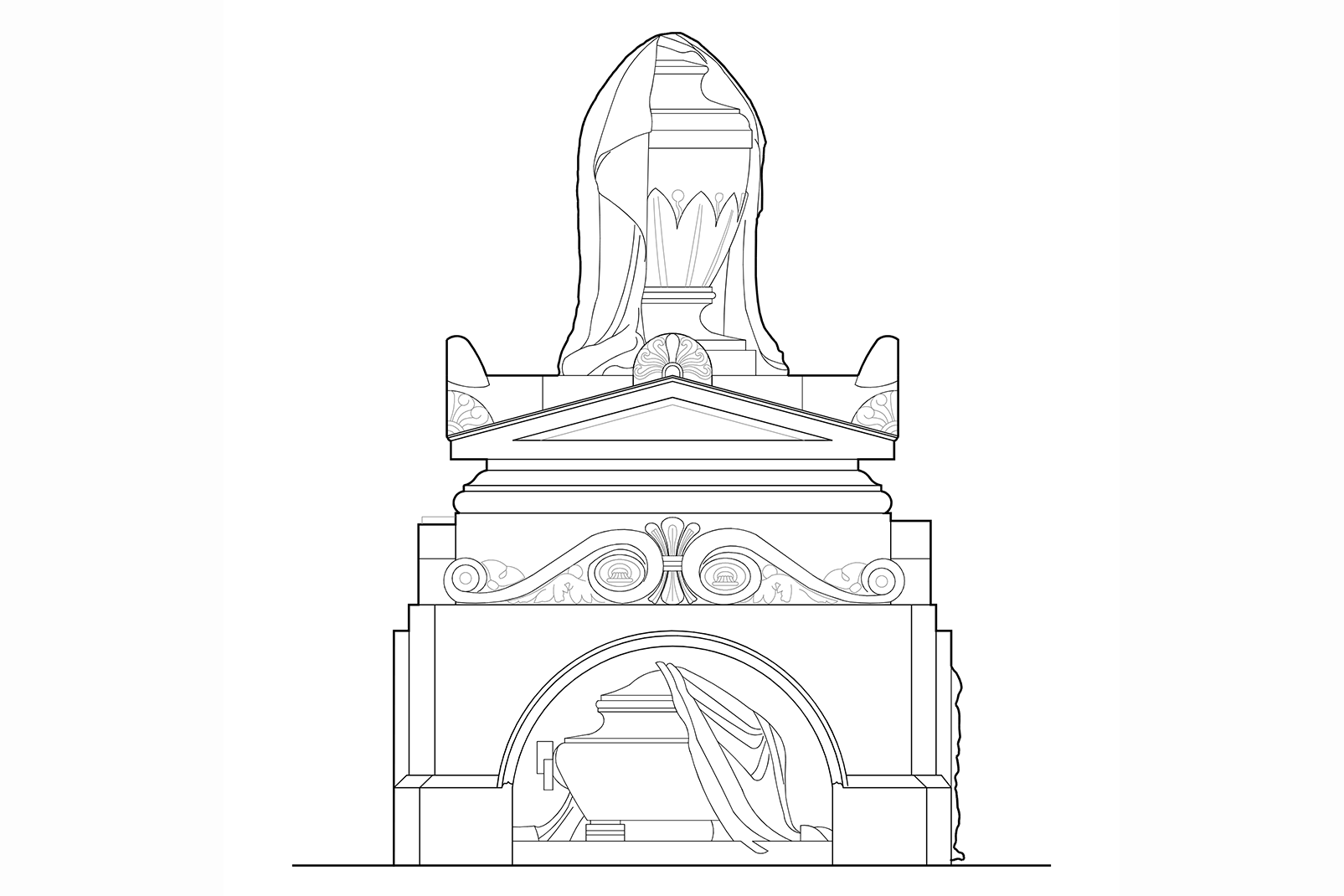 Measured Survey drawing of Unknown Tomb, Tower Hamlets Cemetery Park, London